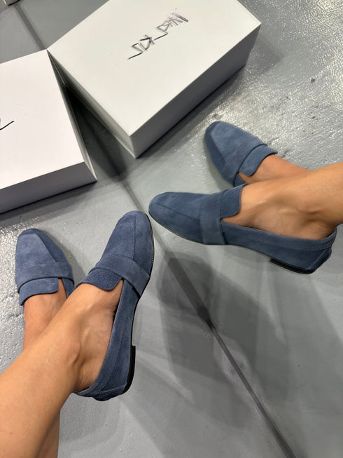 VERA MAVI HAKİKİ SÜET LOAFER