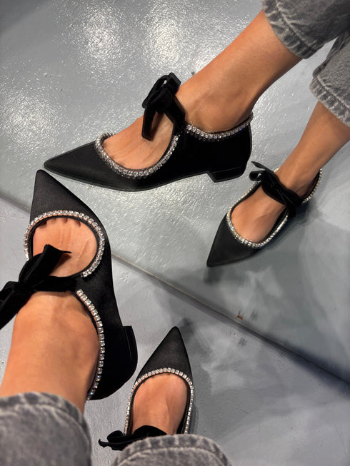 CAREN Saten Kristal Aksesuarlı Loafer