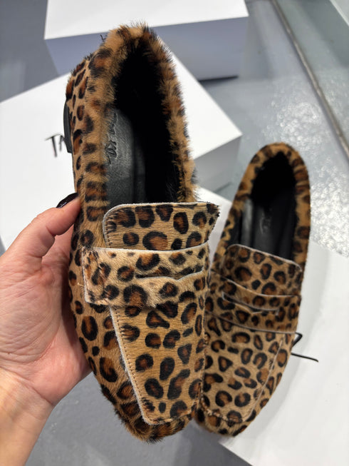DOHA Tay tüyü Hakiki deri Leopar Loafer