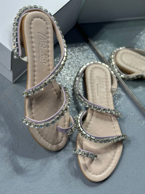 MIDNIGHT LİLA TAŞLI SANDALET