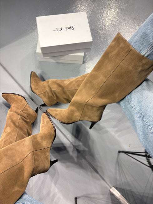 ADALE BEJ Hakiki Deri Süet XL Kesim Çizme