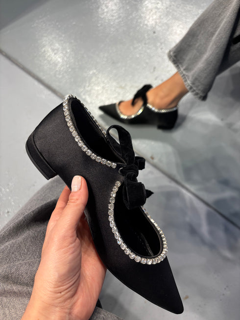 CAREN Saten Kristal Aksesuarlı Loafer