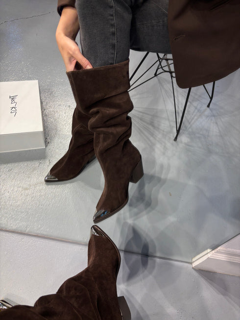 BROWNIE Hakiki Süet Acı Kahverengi Çizme