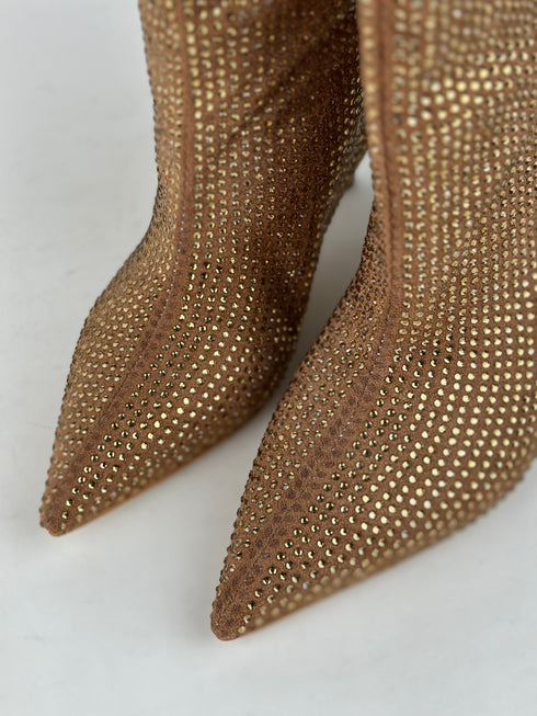 ALLY Kahve Taşlı Topuklu Bot 🖤