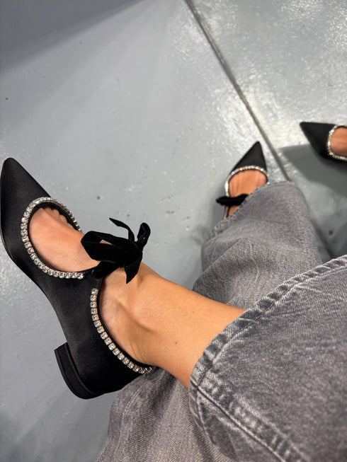 CAREN Saten Kristal Aksesuarlı Loafer