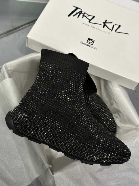 RICH Triko Gümüş Taşlı Spor Ayakkabı