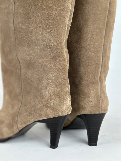 ADALE BEJ Hakiki Deri Süet XL Kesim Çizme