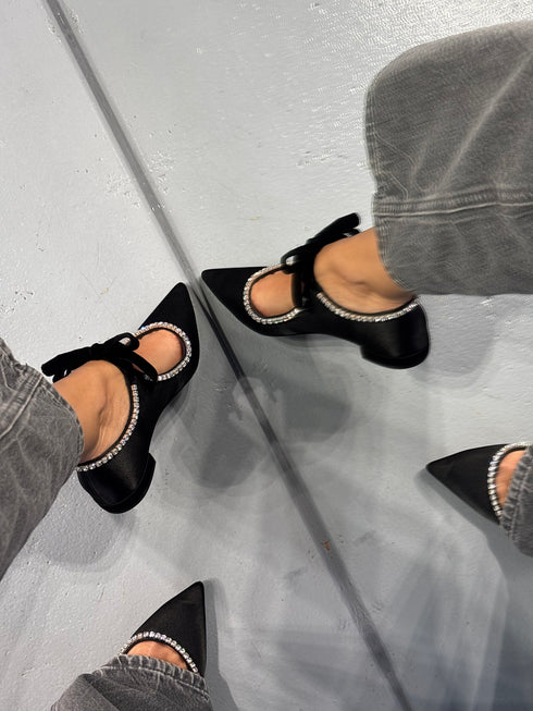 CAREN Saten Kristal Aksesuarlı Loafer