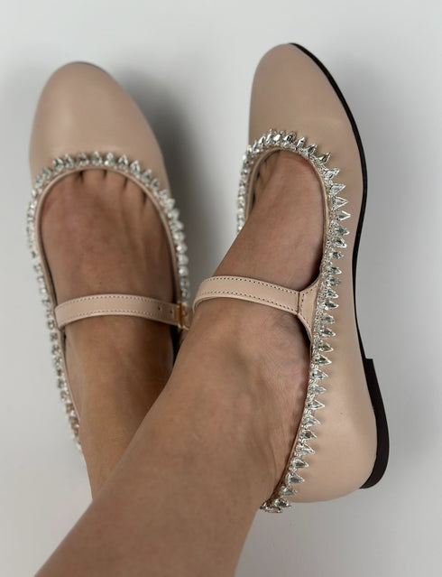 BALE NUDE TAŞLI HAKİKİ DERİ BABET