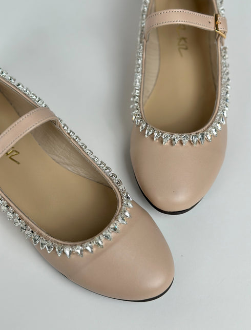 BALE NUDE TAŞLI HAKİKİ DERİ BABET