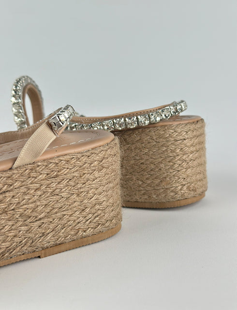 SUNSET TAŞLI HASIR DOLGU TOPUK SANDALET