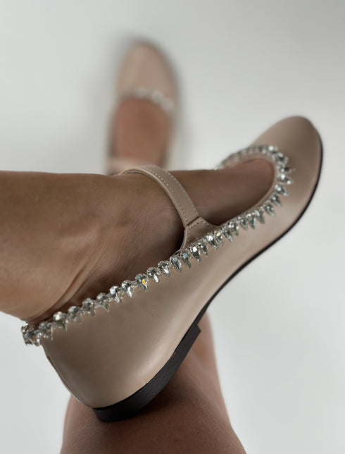 BALE NUDE TAŞLI HAKİKİ DERİ BABET