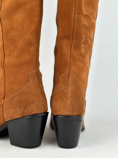 Ala Hakiki Süet Taba Kovboy Çizme