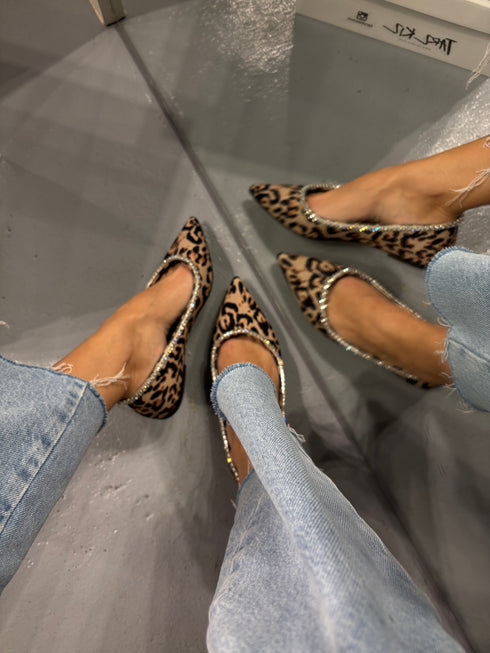 GALA Leopar Kristal Taşlı Babet