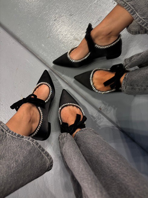 CAREN Saten Kristal Aksesuarlı Loafer