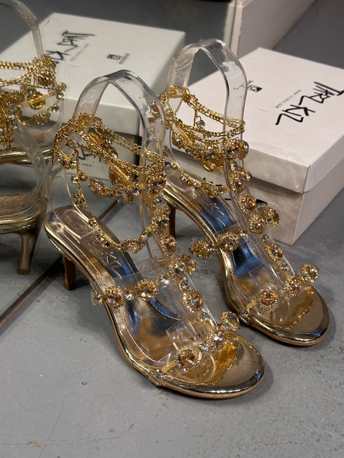 MARVIS Gold Taşlı Sandalet