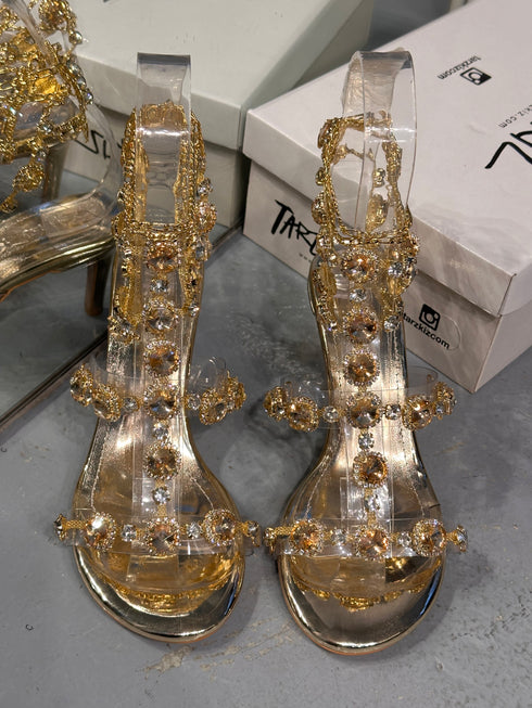 MARVIS Gold Taşlı Sandalet