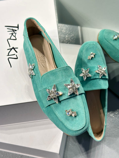 DOHA Hakiki Süet Su Yeşili Mint Loafer