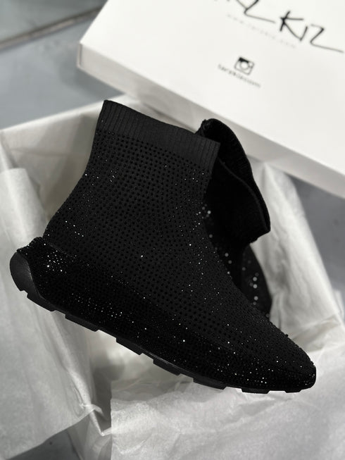 RICH Triko Siyah Taşlı Spor Ayakkabı