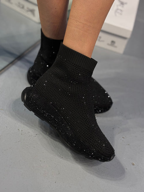 RICH Triko Siyah Taşlı Spor Ayakkabı