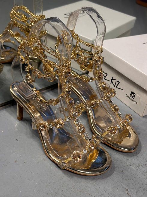 MARVIS Gold Taşlı Sandalet