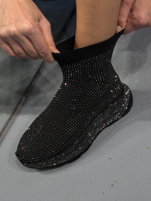 RICH Triko Gümüş Taşlı Spor Ayakkabı