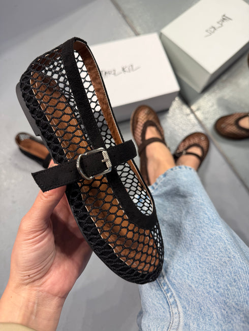 SUMMER Siyah File Yumuşak Tabablı Babet