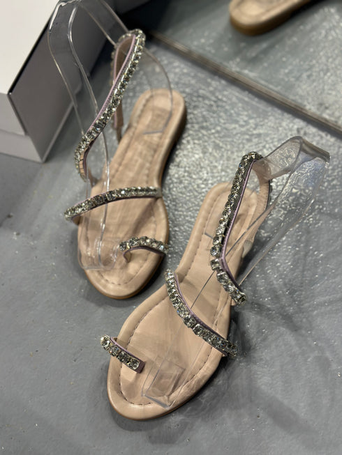 MIDNIGHT LİLA TAŞLI SANDALET