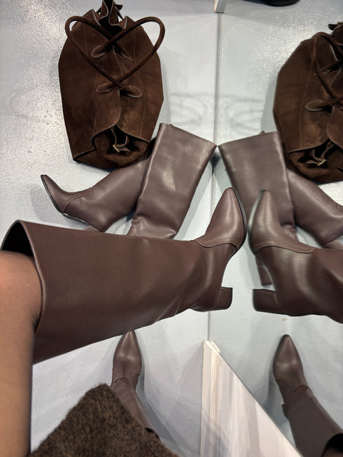 STREET KAHVERENGİ XL Kesimli Kalın Topuklu Çizme