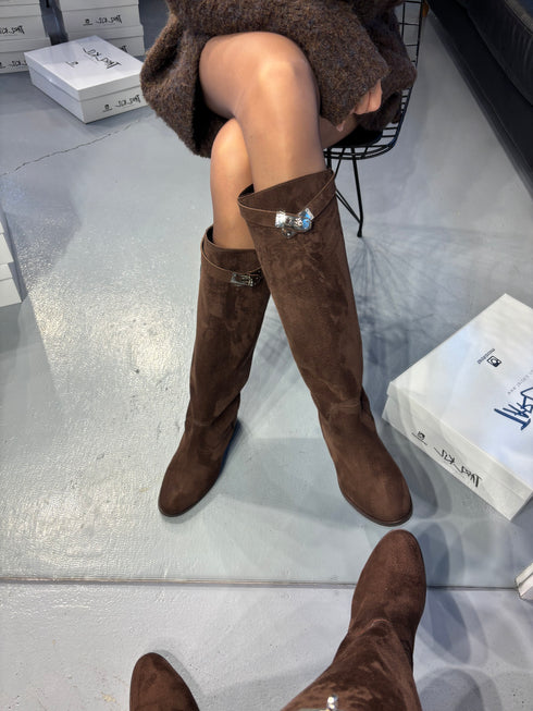 HELEN XL Kesim Kahverengi Süet Binici Çizme