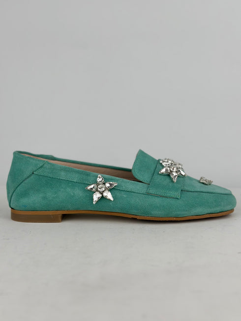 DOHA Hakiki Süet Su Yeşili Mint Loafer
