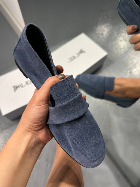 VERA MAVI HAKİKİ SÜET LOAFER