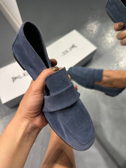 VERA MAVI HAKİKİ SÜET LOAFER
