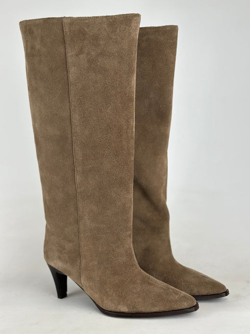 ADALE BEJ Hakiki Deri Süet XL Kesim Çizme