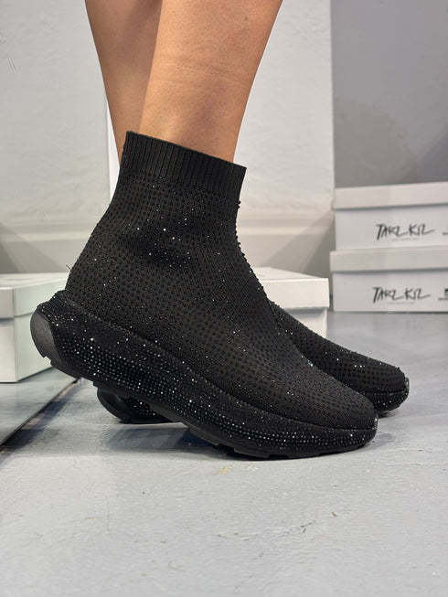 RICH Triko Siyah Taşlı Spor Ayakkabı