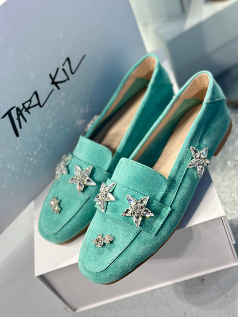 DOHA Hakiki Süet Su Yeşili Mint Loafer