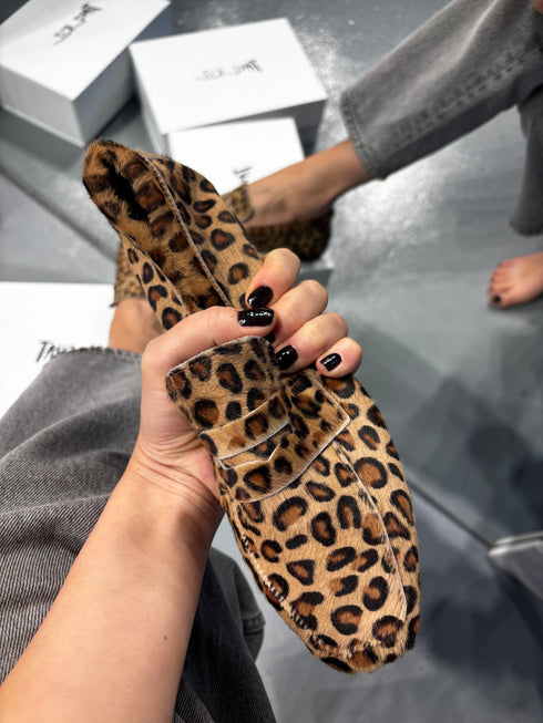 DOHA Tay tüyü Hakiki deri Leopar Loafer