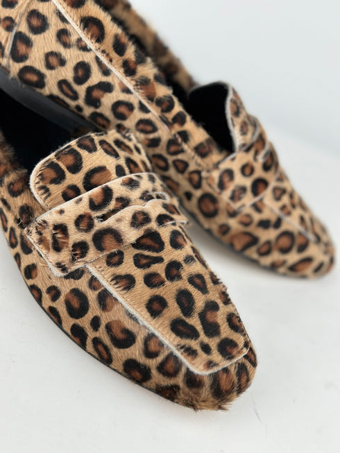 DOHA Tay tüyü Hakiki deri Leopar Loafer
