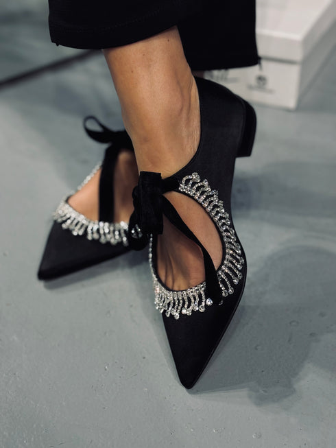 SOFIA Siyah Saten Loafer