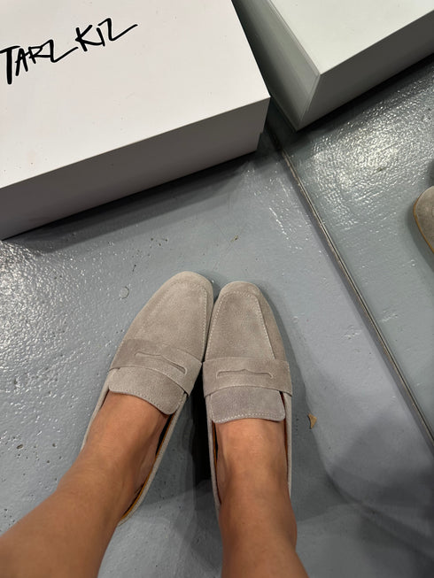 VERA KUM BEJİ HAKİKİ SÜET LOAFER