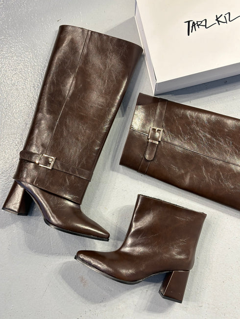 DOSSI KAHVE TAK ÇIKAR BOOTIE ÇİZME