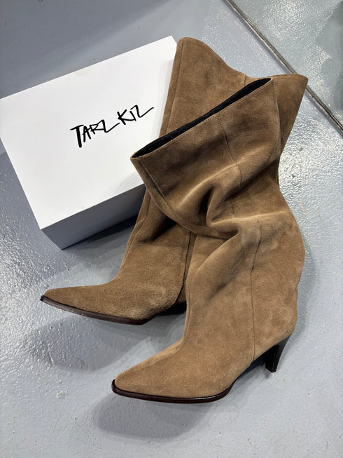 ADALE BEJ Hakiki Deri Süet XL Kesim Çizme