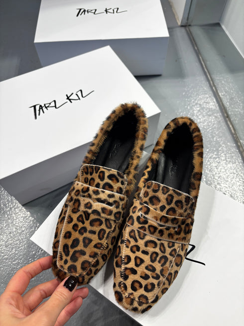 DOHA Tay tüyü Hakiki deri Leopar Loafer