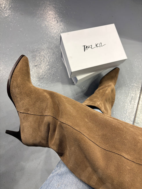 ADALE BEJ Hakiki Deri Süet XL Kesim Çizme