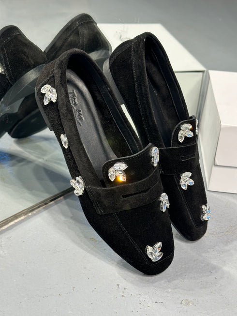 DOHA Hakiki Süet Siyah Loafer