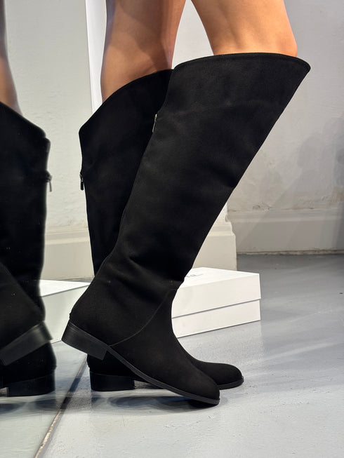 CAJA Süet Diz Üstü Fermuarlı Çizme🖤