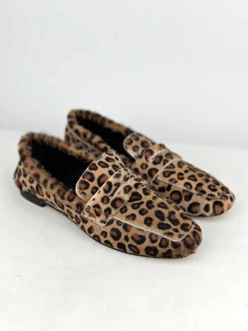 DOHA Tay tüyü Hakiki deri Leopar Loafer