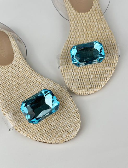 ADIAN HASIR MAVİ TAŞLI SANDALET