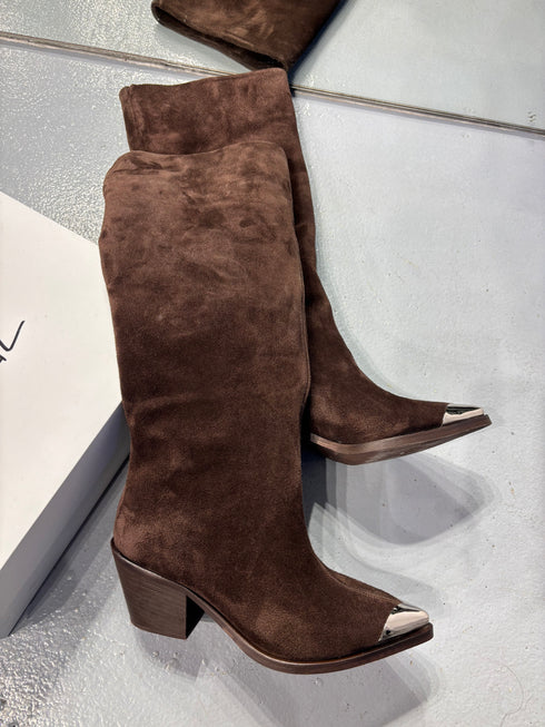 BROWNIE Hakiki Süet Acı Kahverengi Çizme