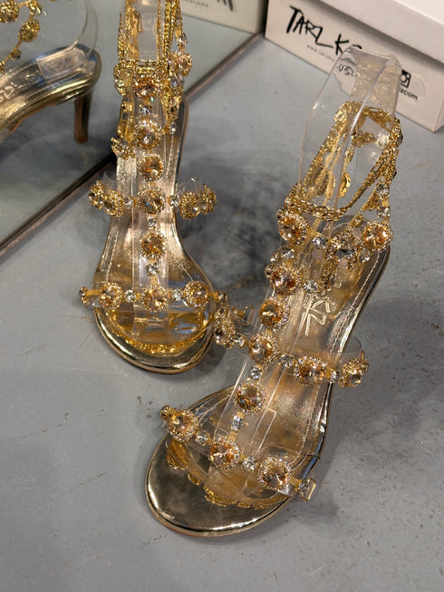 MARVIS Gold Taşlı Sandalet